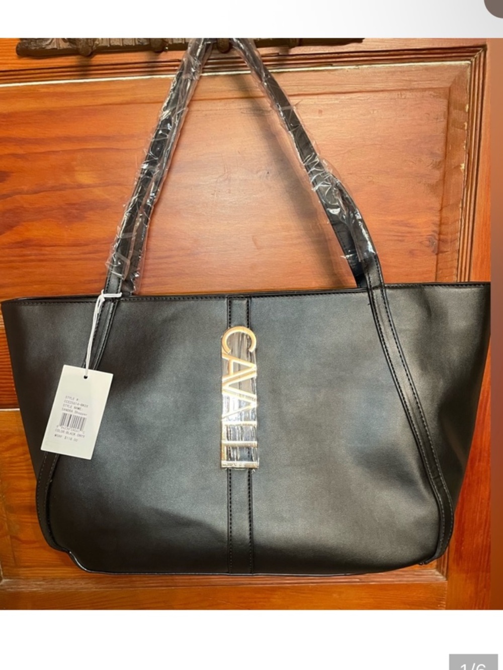 Cavalli Class Black Shopper Tote NWT
